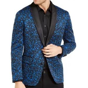 NWT inc concepts blue black metallic blazer -L